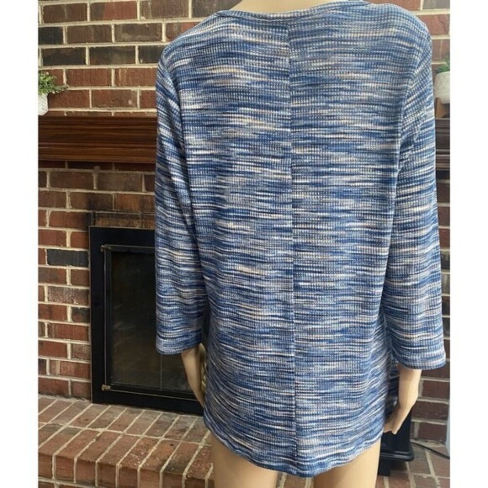 Lane Bryant Womens Size 18/20 Cut-Out Knit 3/4 Sleeve Shirt Blue Top Used - Picture 5 of 13